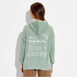 wild fable Sage Green Snow Bunny Graphic Hoodie